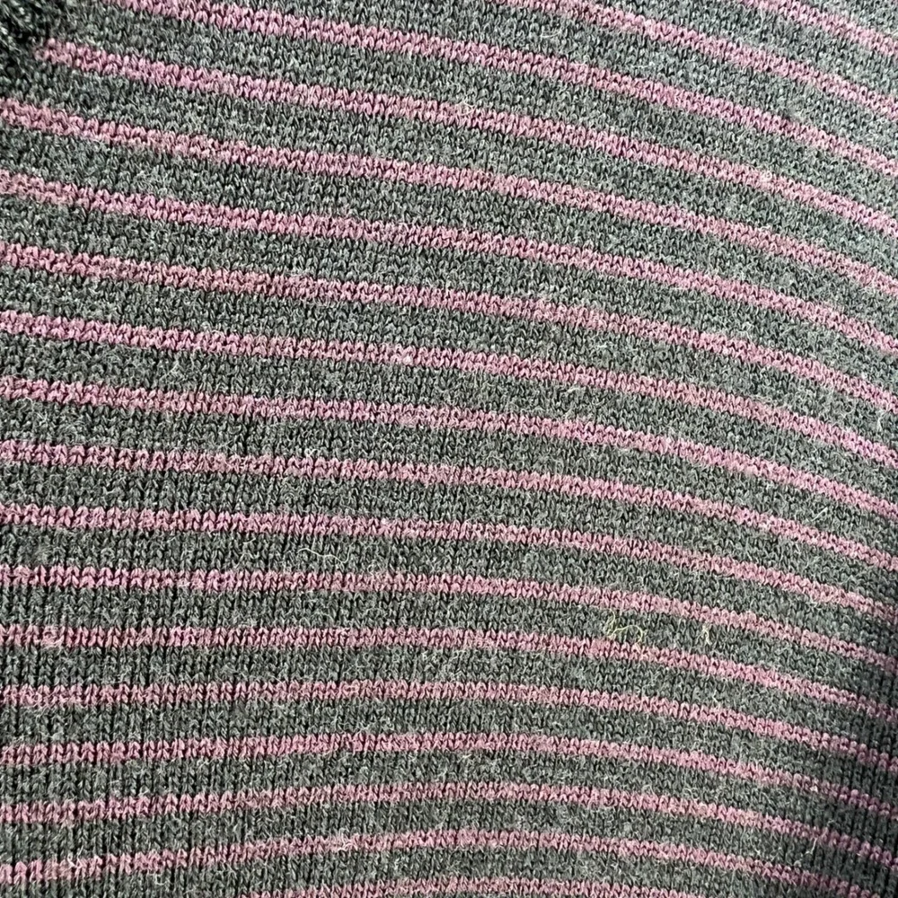 Saks Fifth Avenue Mens Merino Wool Blend V-Neck Striped Sweater Purple Black M‎